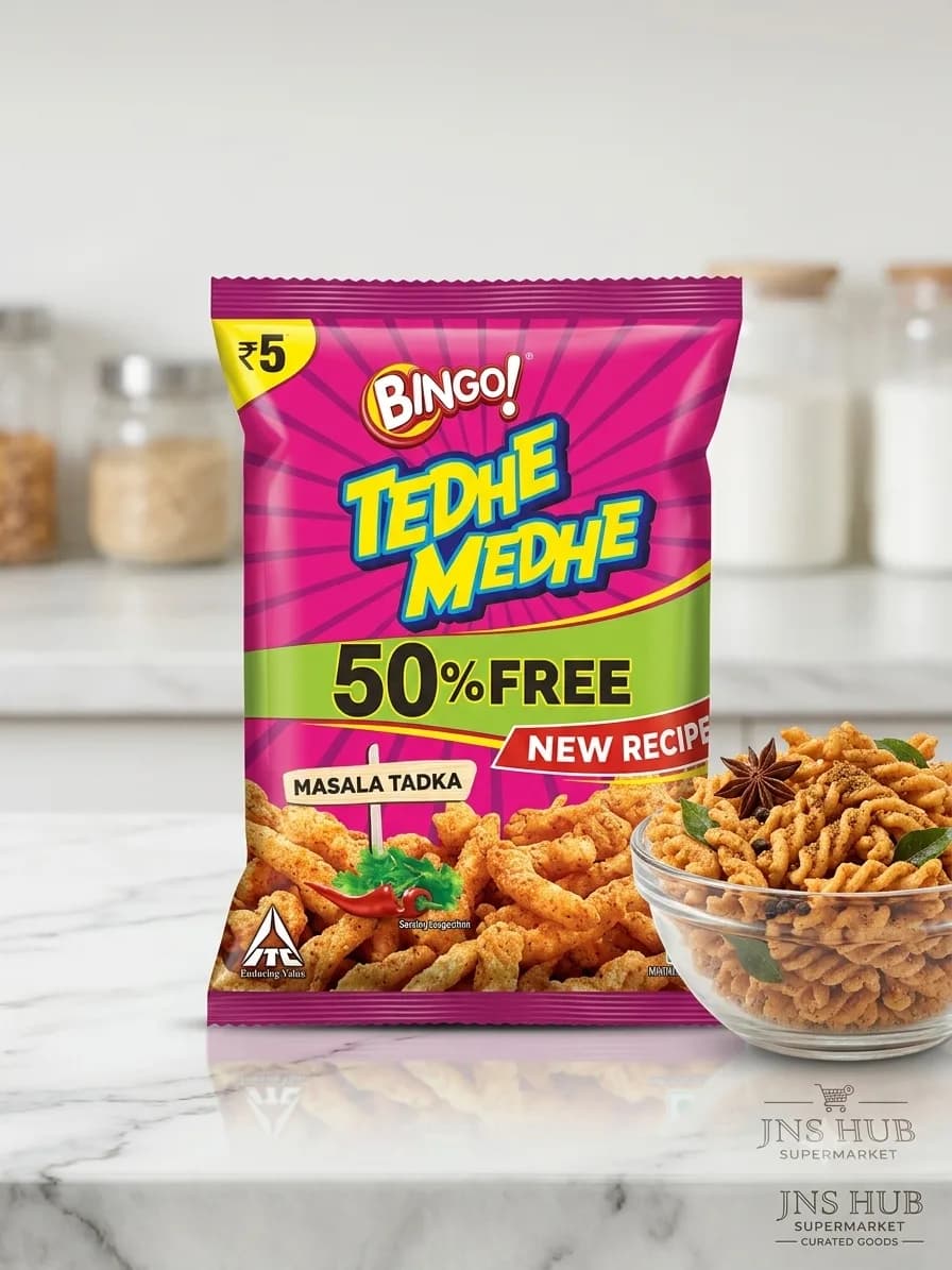 Bingo! Tedhe Medhe Masala Tadka (18.7g) (Pack of 18.7g + 6.3g Extra Free)