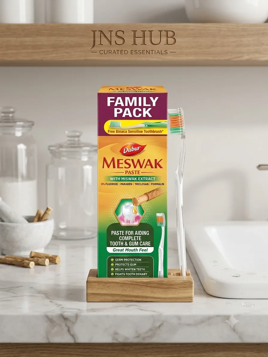 ​Dabur Meswak Toothpaste Family Pack (300g) (Free Binaca Sensitive Toothbrush Included)